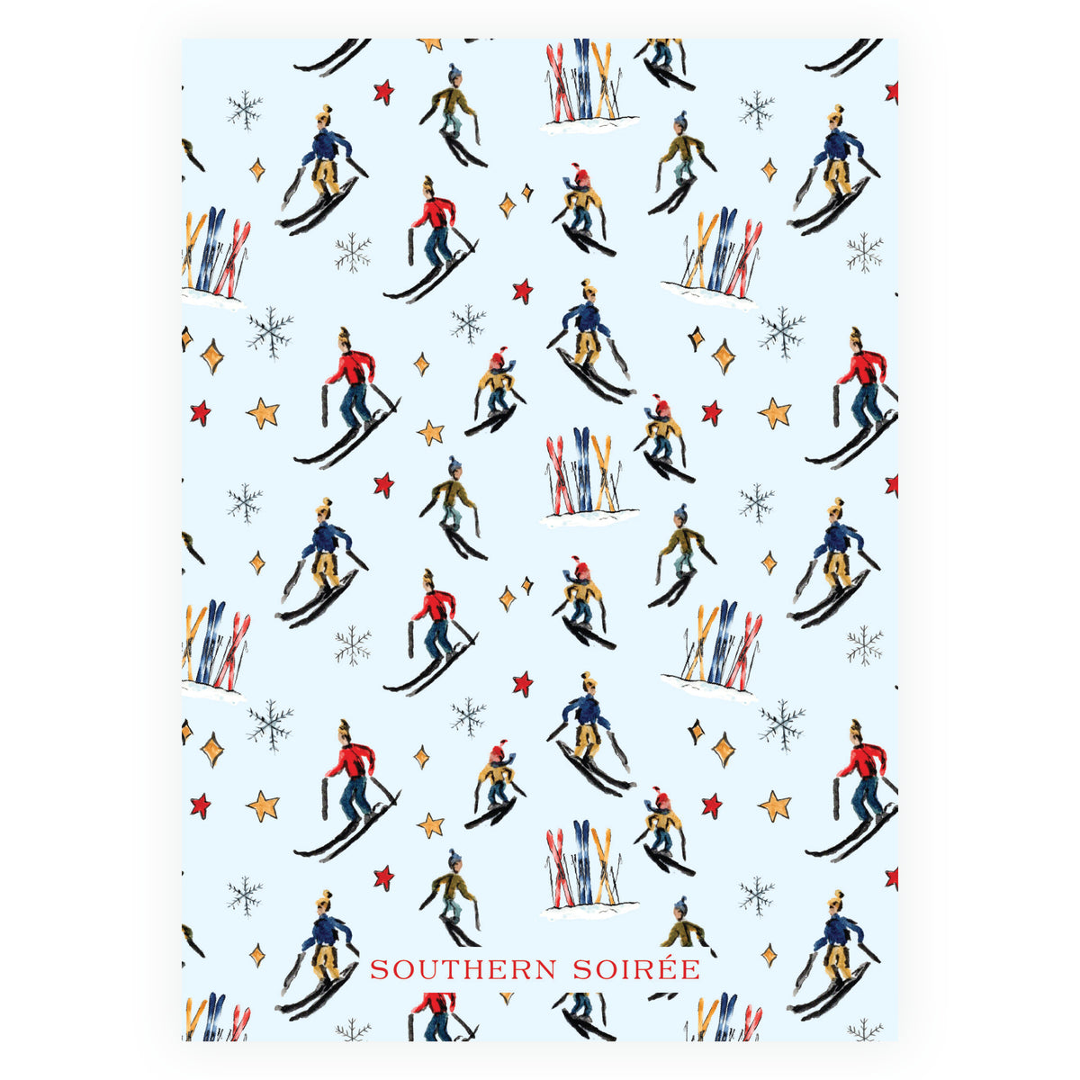 Alpine Holiday – Blue Ski Ribbon Frame Personalized Holiday Photo Card