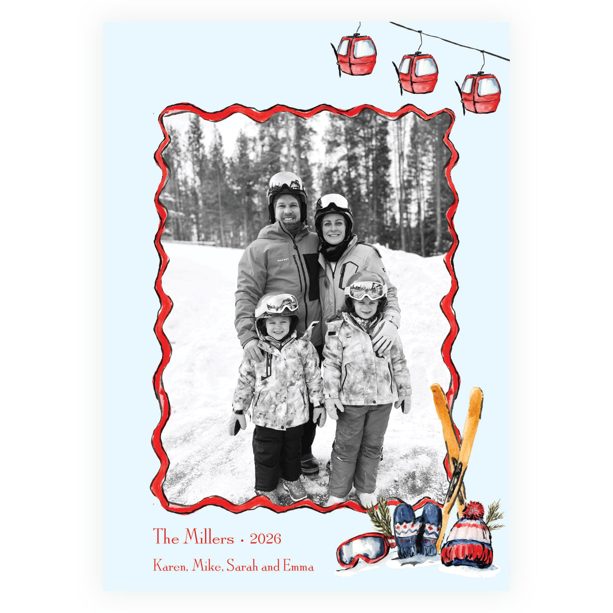 Alpine Holiday – Gondola Cheer Personalized Holiday Photo Card