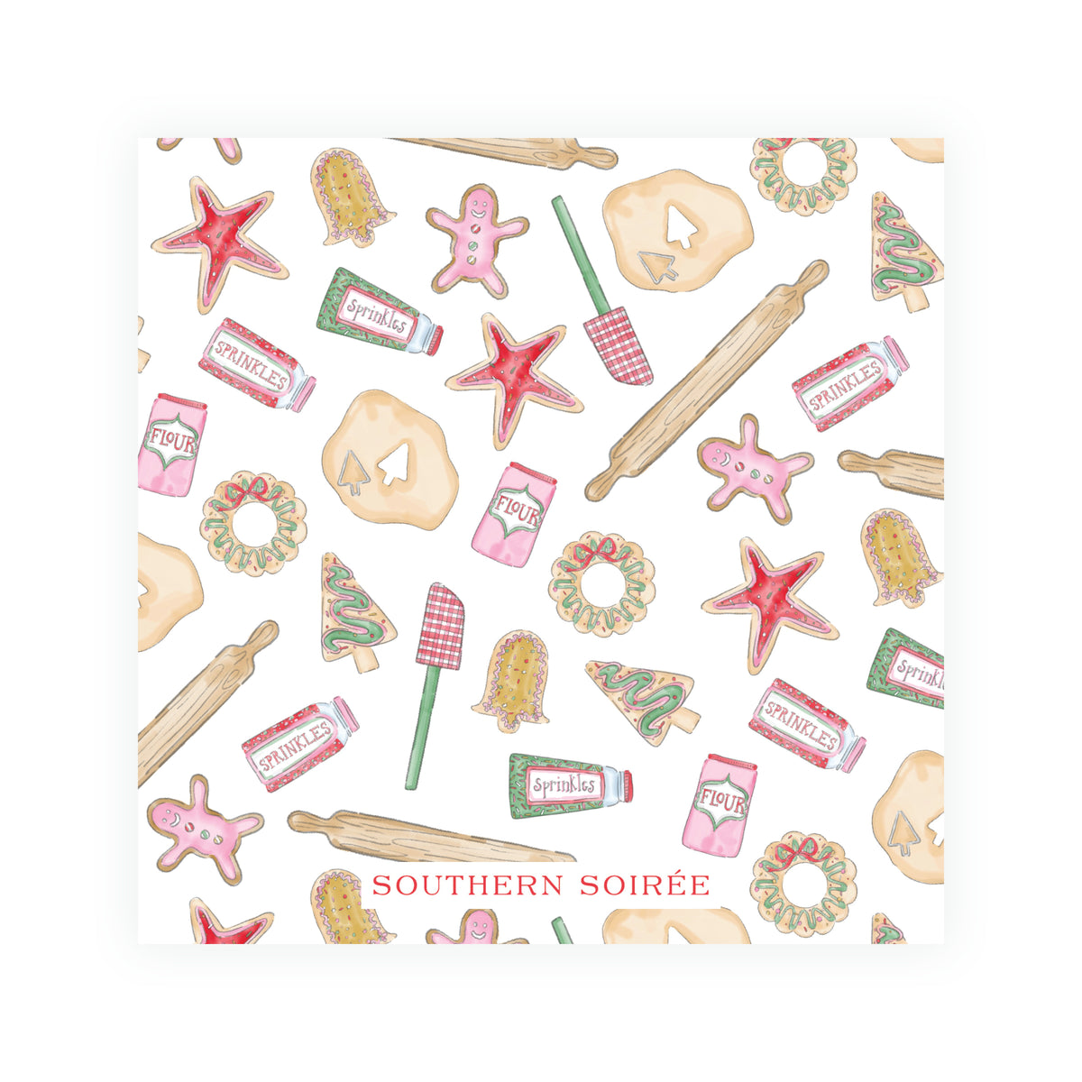 Dashing Through the Dough Square Christmas Cookie Decorating Party Invitation