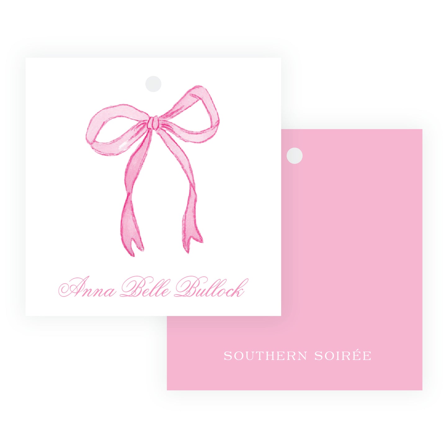 Tiny Petals Pink Bow Gift Tag [3x3]