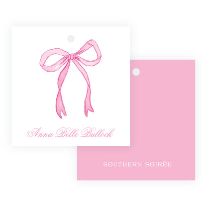 Tiny Petals Pink Bow Gift Tag [3x3]