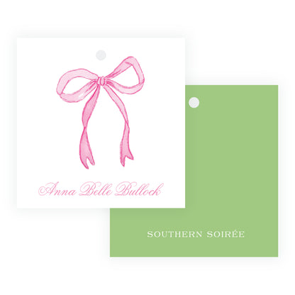 Tiny Petals Pink Bow Gift Tag [3x3]