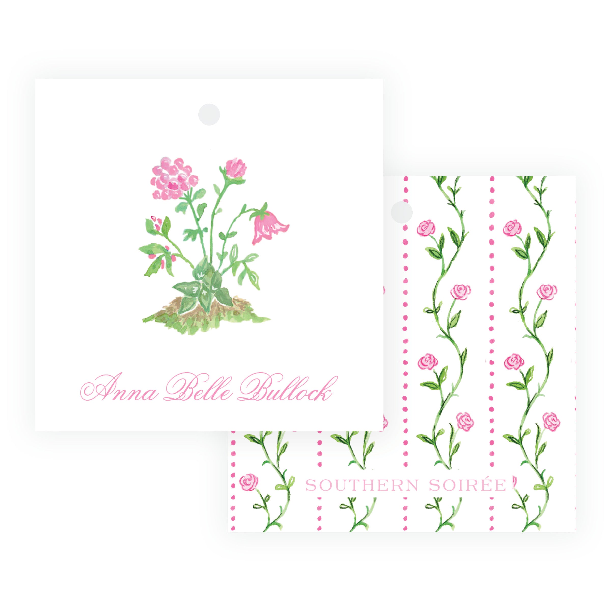 Personalized Tiny Petals watercolor garden bouquet gift tag