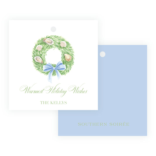 Seaside Noel Oyster Tree Square Gift Tag