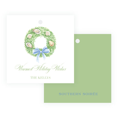 Seaside Noel Oyster Tree Square Gift Tag