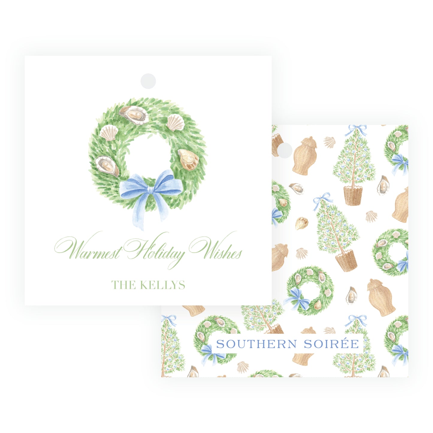 Seaside Noel Oyster Tree Square Gift Tag