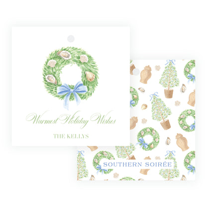 Seaside Noel Oyster Tree Square Gift Tag