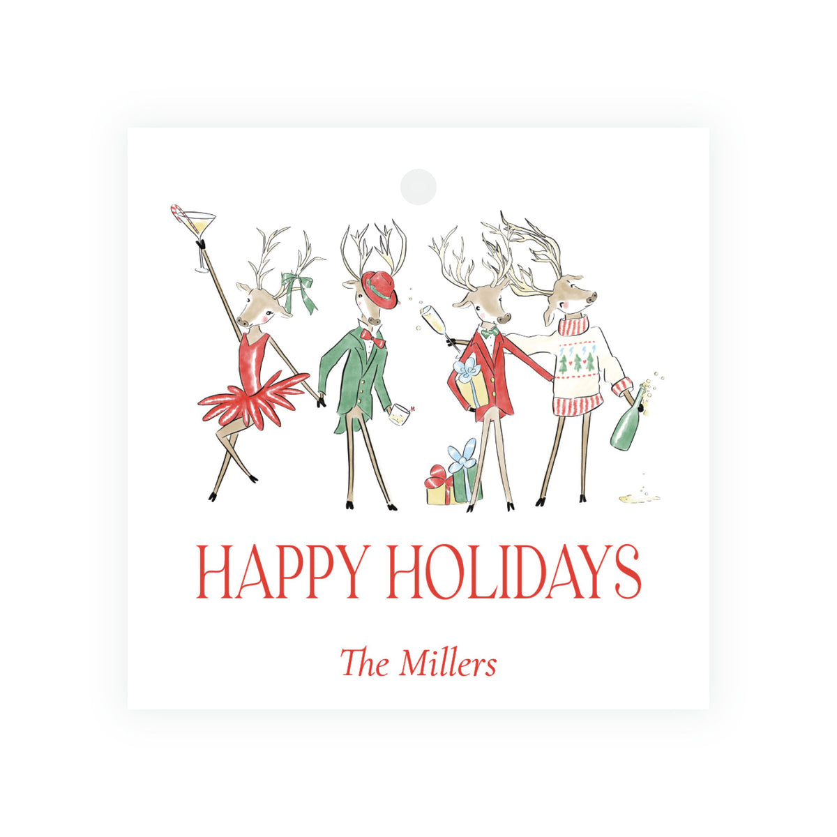 Reindeer Revelry Personalized Christmas Gift Tags – 3 x 3 Square
