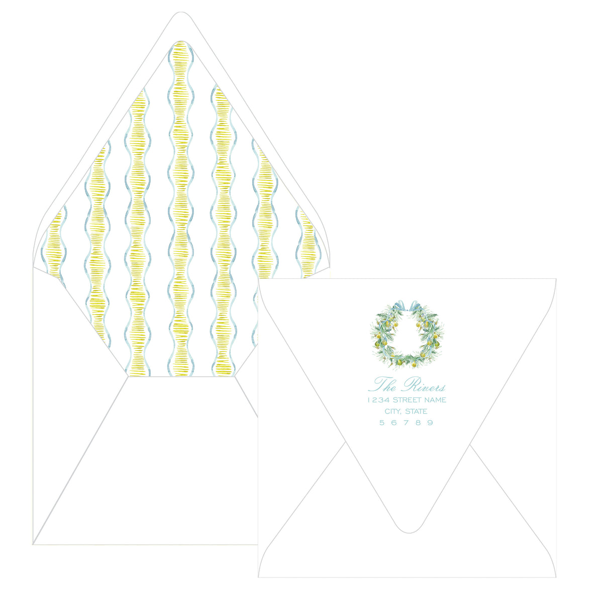 Evergreen & Pear – Square Garland Personalized Christmas Photo Card