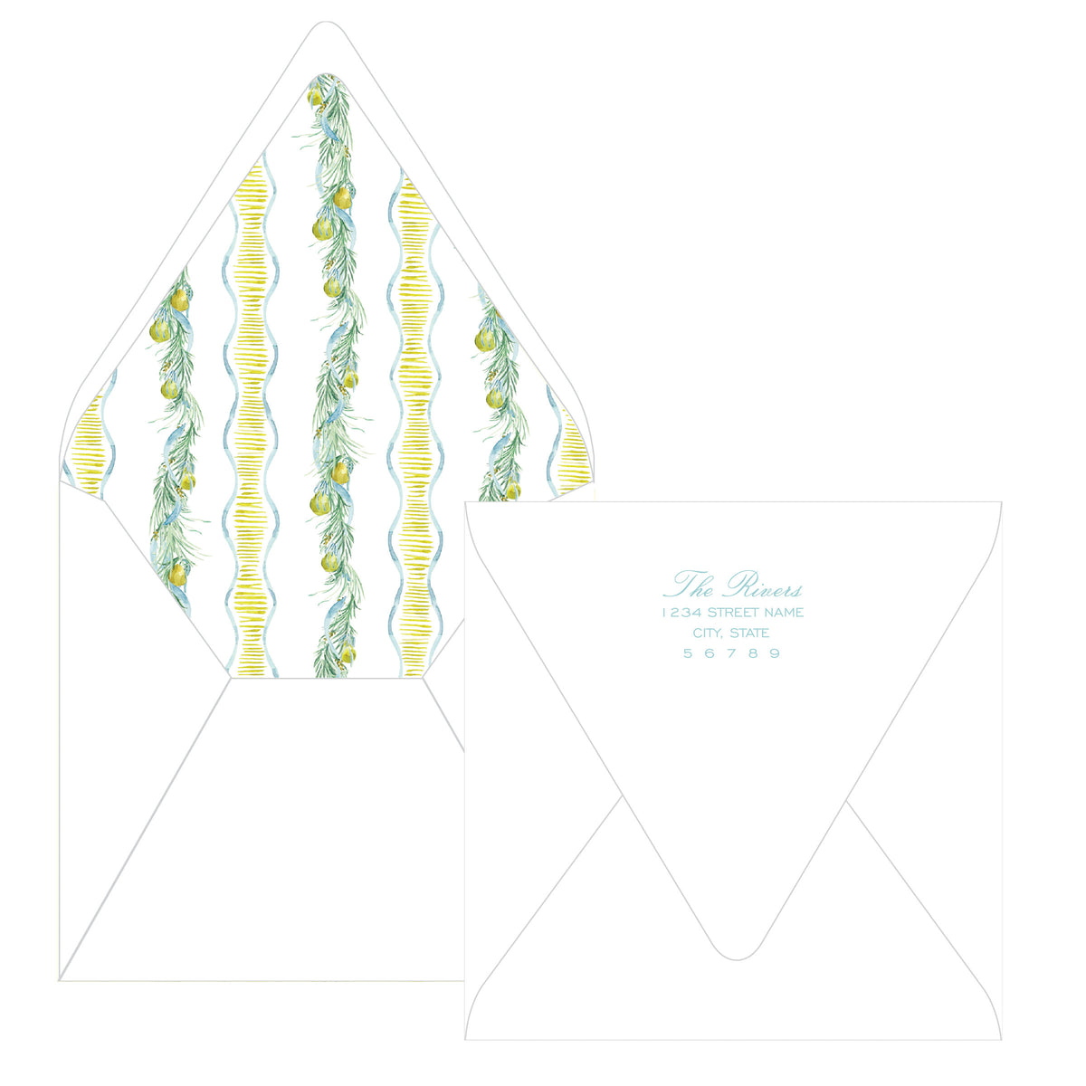 Evergreen & Pear – Square Garland Personalized Christmas Photo Card