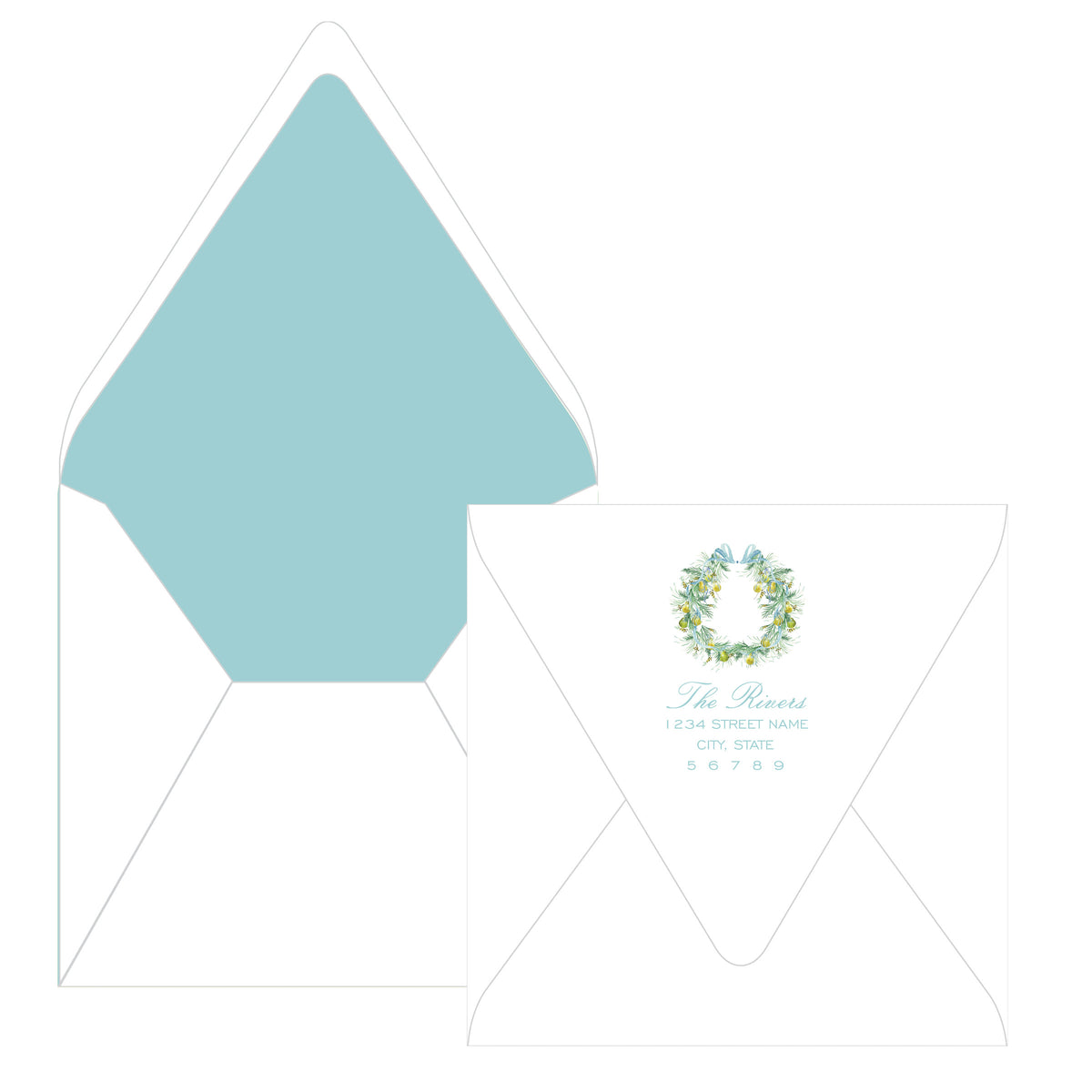 Evergreen & Pear – Square Garland Personalized Christmas Photo Card