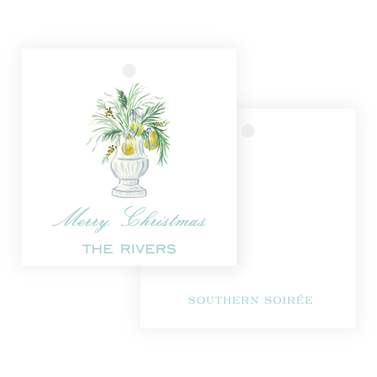 Personalized family Christmas gift tag with urn