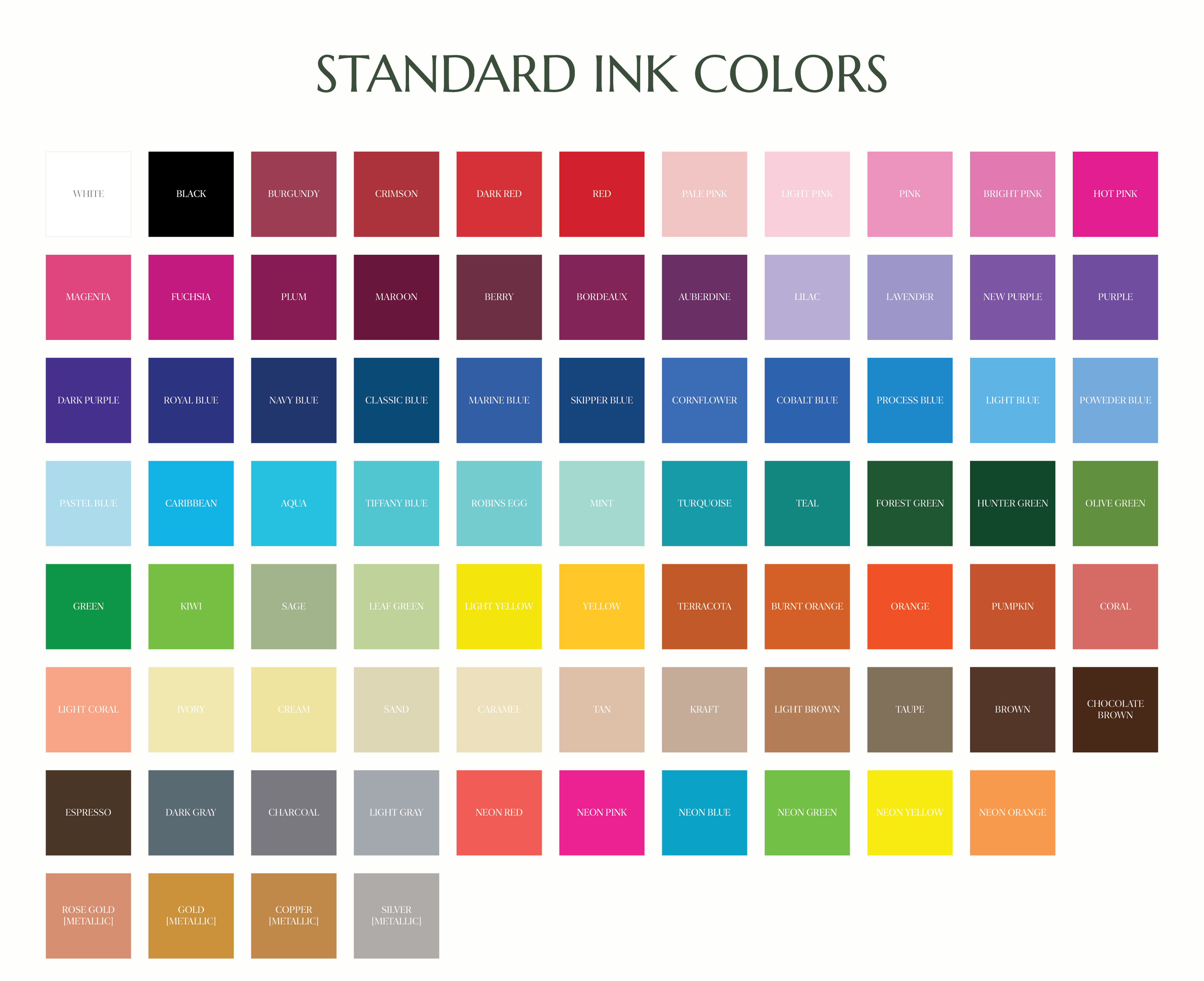 Print Appeal Standard Ink Colors
