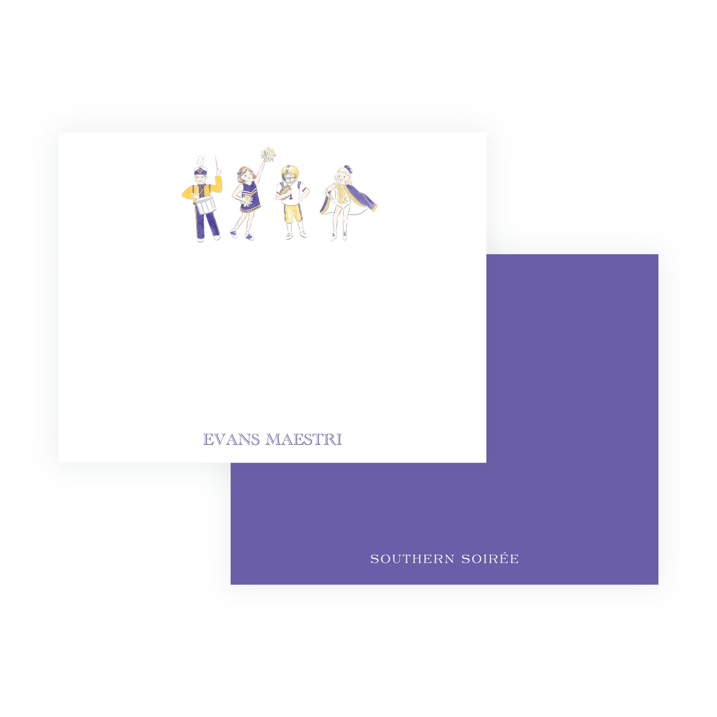 Purple & Gold Team Spirit Kids Note Cards