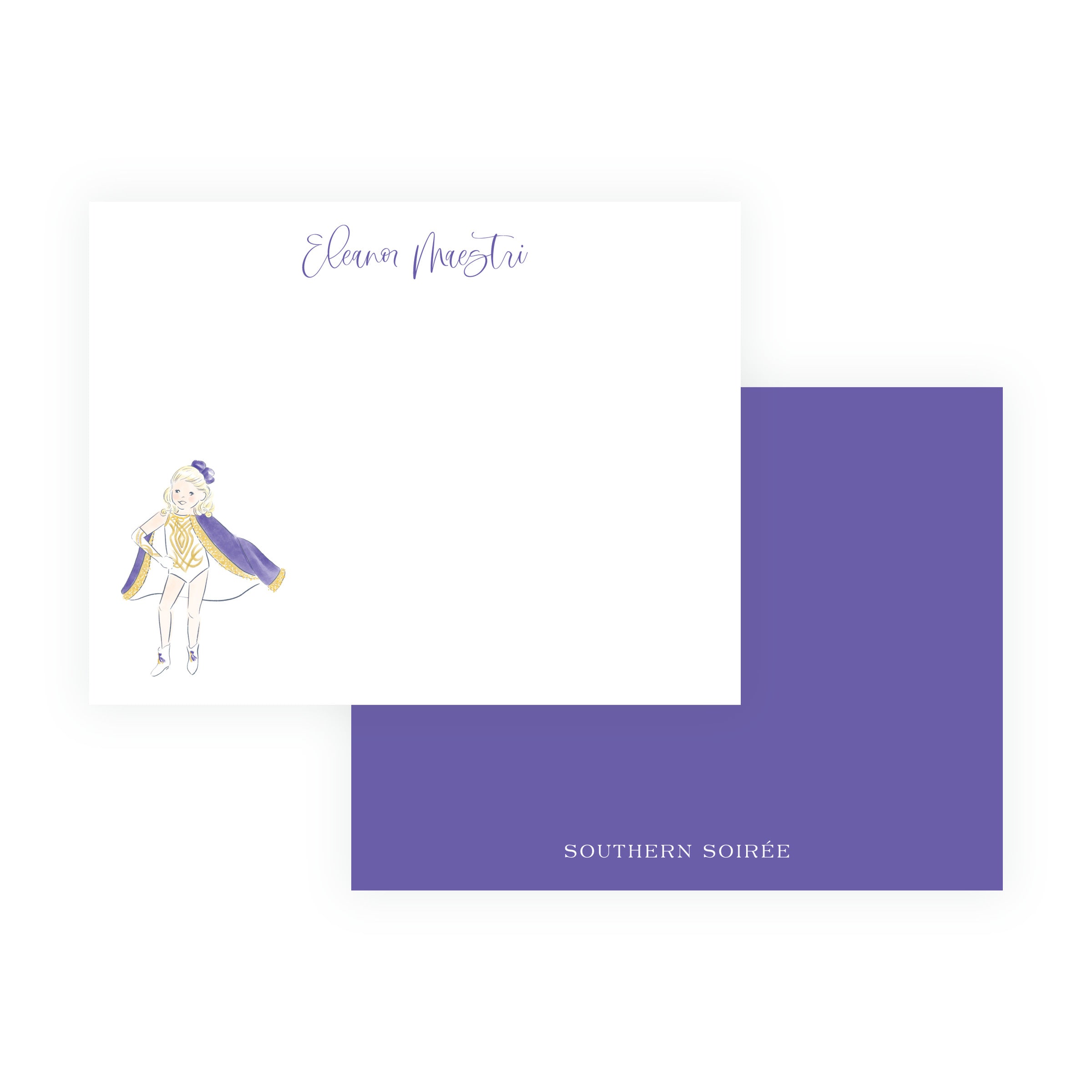 Purple & Gold Team Spirit Dance Team Note Cards