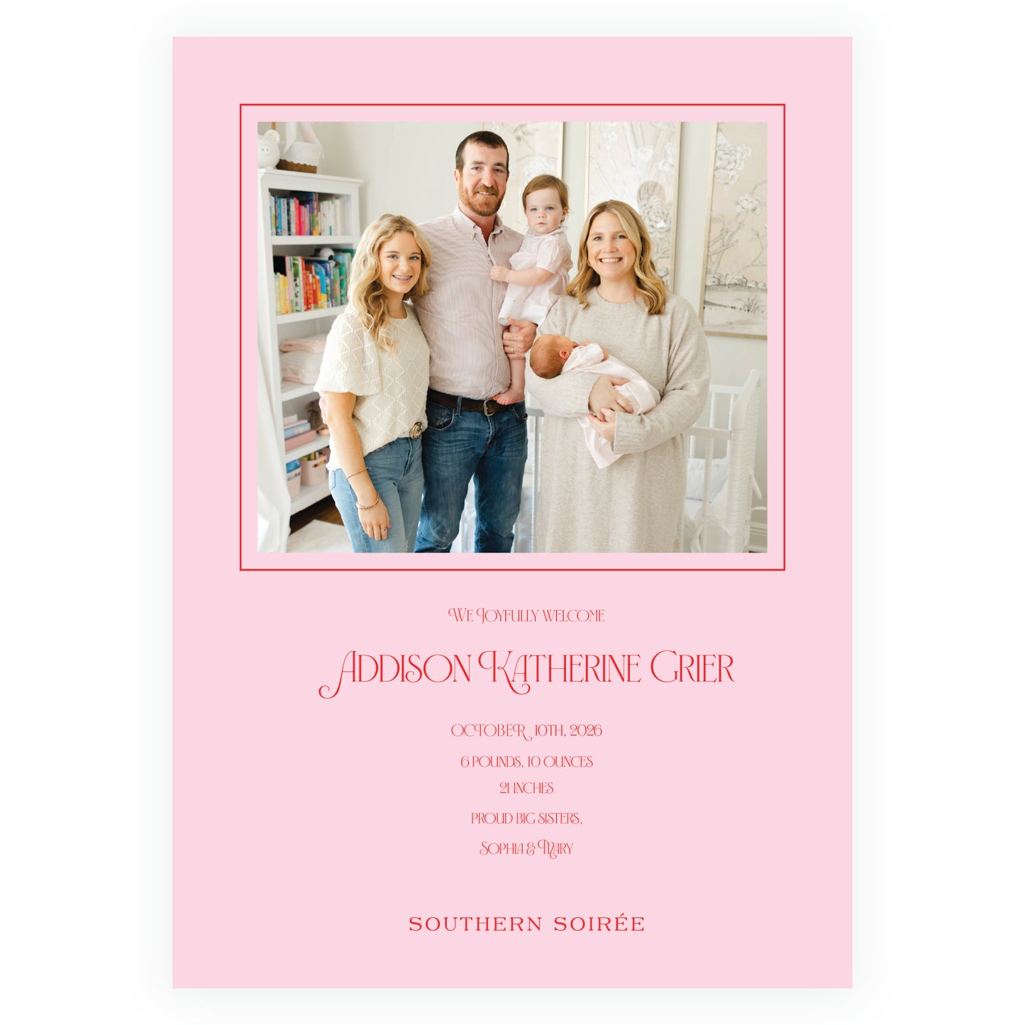 Baby Stork Holiday Crest Pink