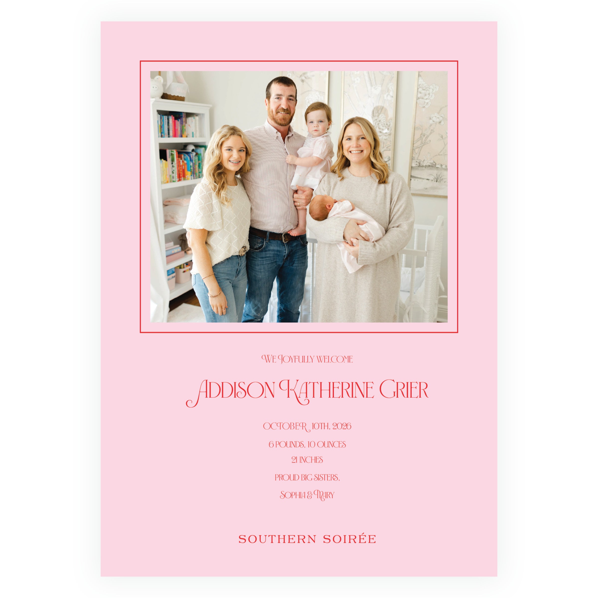 Baby Stork Holiday Crest Pink