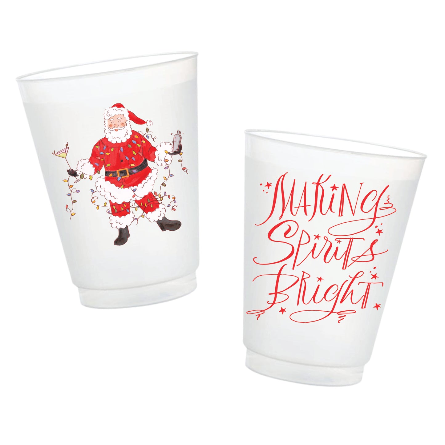 Tipsy Tangled Santa Making Spirits Bright Frosted Cups