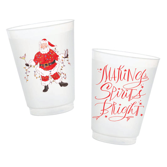 Tipsy Tangled Santa Making Spirits Bright Frosted Cups