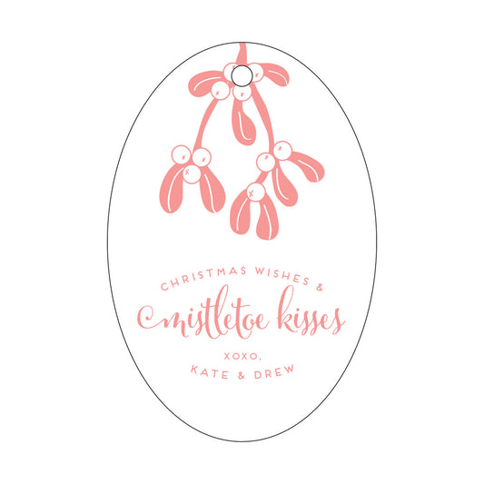 Christmas Wishes and Mistletoe Kisses Oval Gift Tag T113