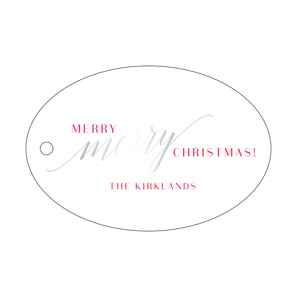 Merry Merry Christmas Oval Gift Tag T166