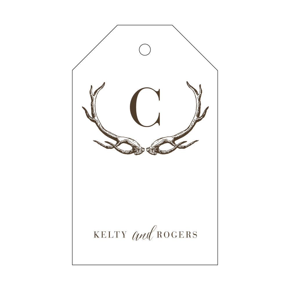 Antlers with Initial Gift Tag T27