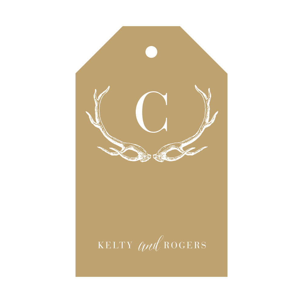 Antlers with Initial Gift Tag T27