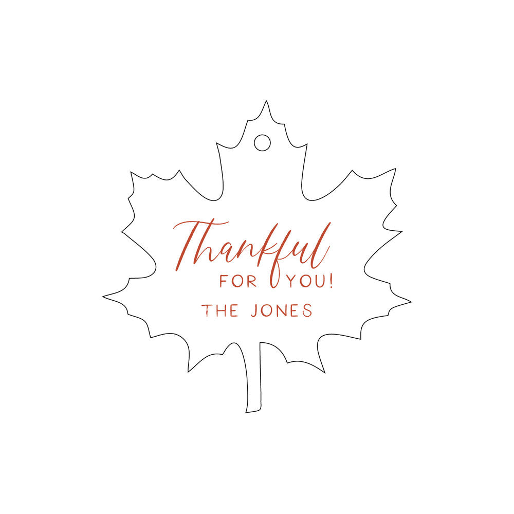 Thankful For You Diecut Maple Leaf Gift Tag T351