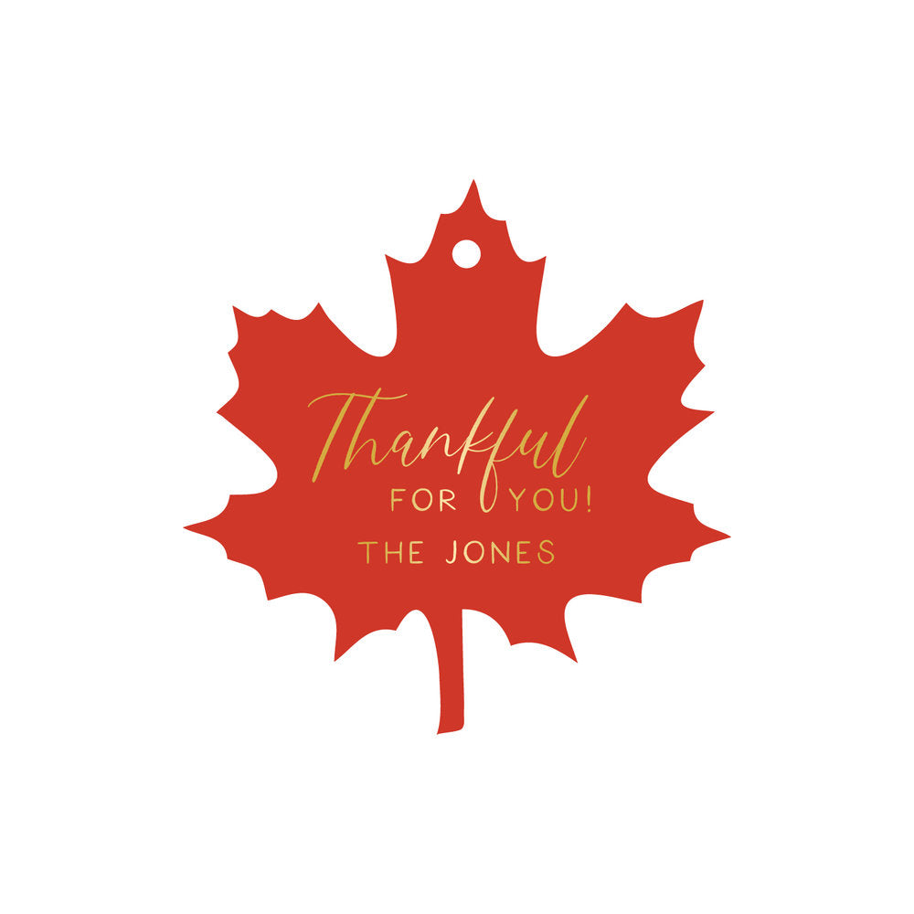 Thankful For You Diecut Maple Leaf Gift Tag T351