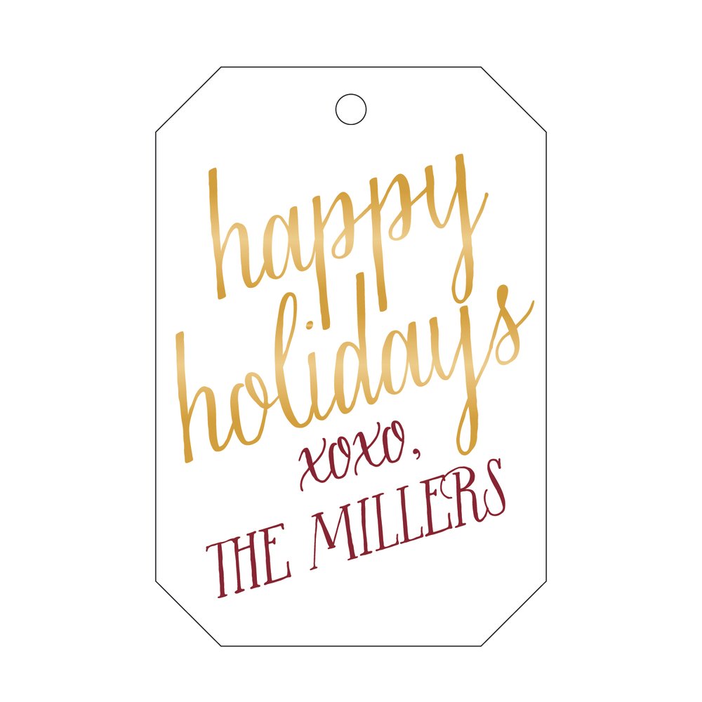 Happy Holidays Gift Tag -  T504 (with emboss)