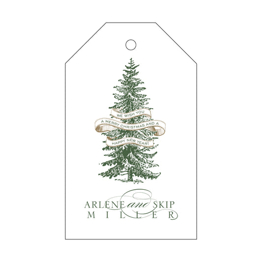 Christmas Tree Ribbon Wrapped Gift Tag T59