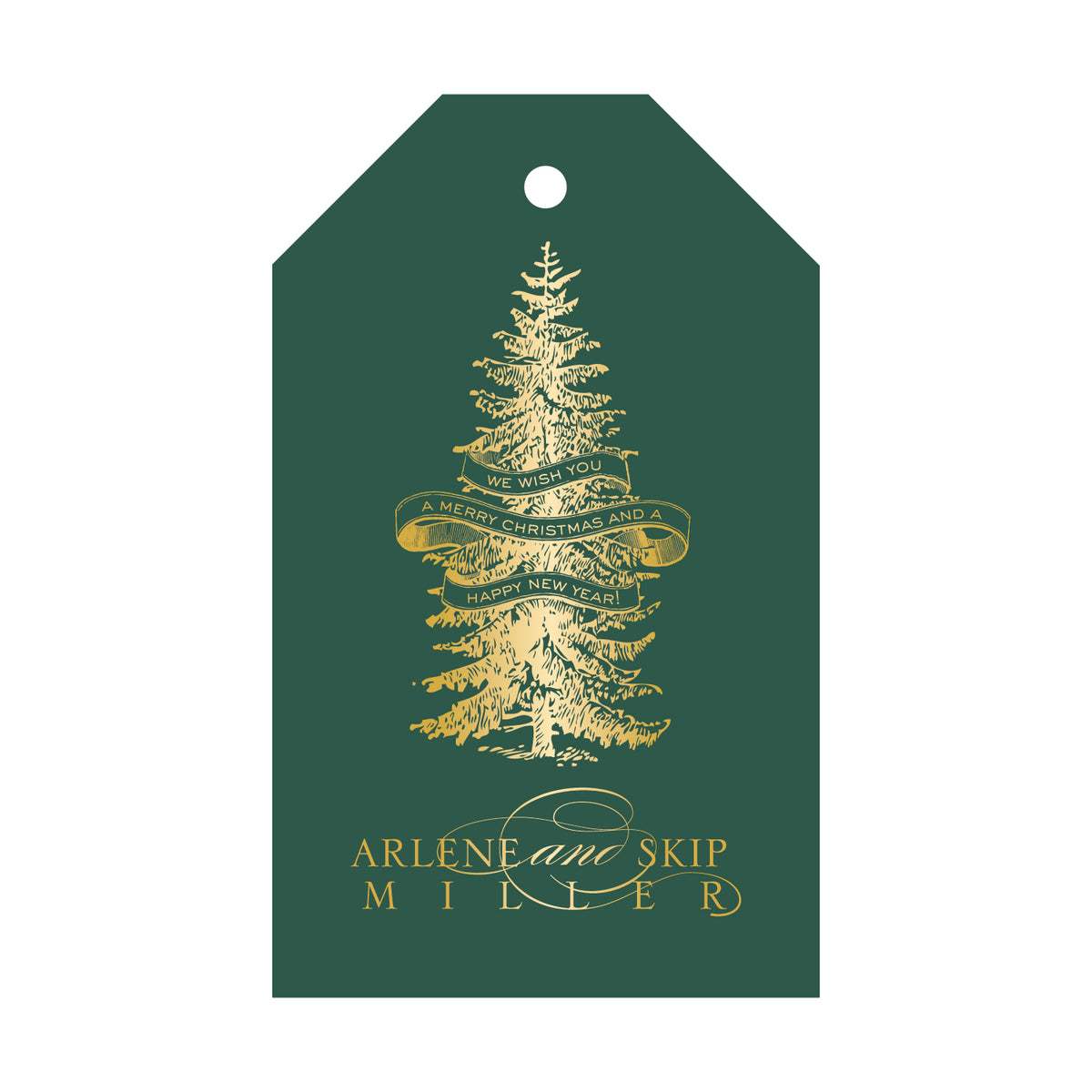 Christmas Tree Ribbon Wrapped Gift Tag T59