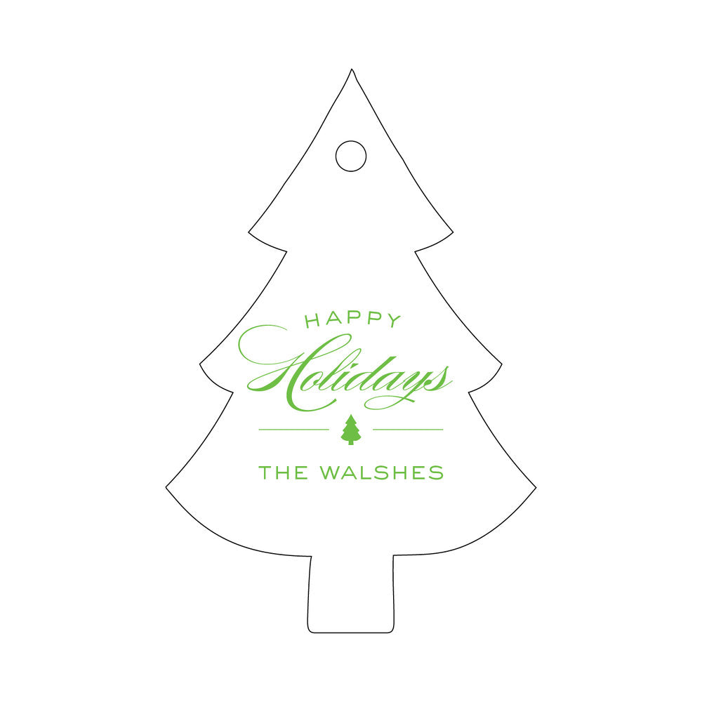 Happy Holidays Christmas Tree Die Cut  Gift Tag T95