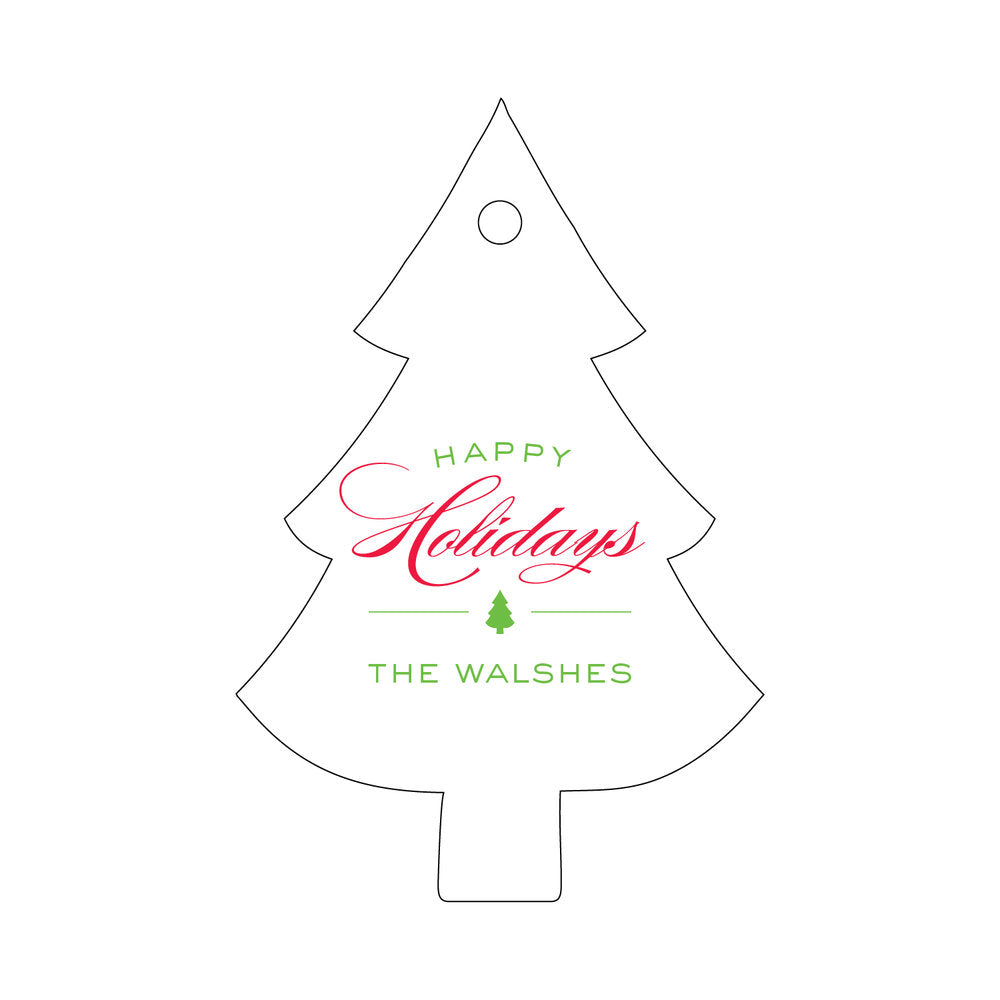 Happy Holidays Christmas Tree Die Cut  Gift Tag T95
