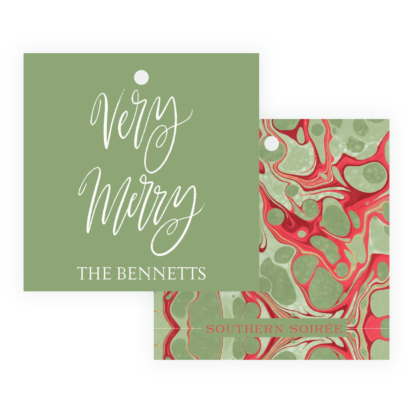 Very Merry Green Square Gift Tag