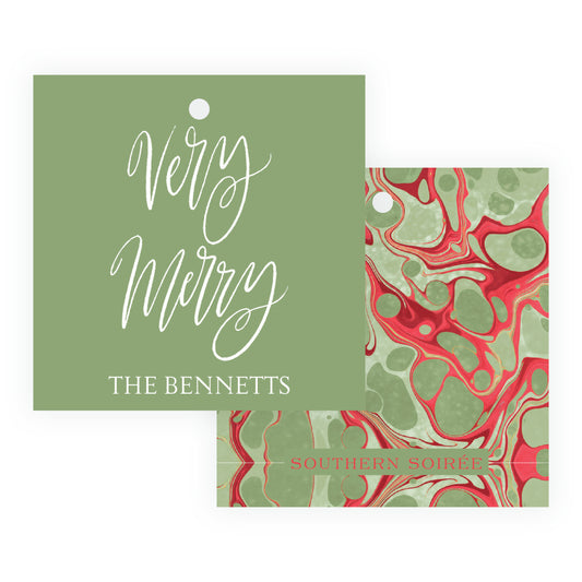Very Merry Green Square Gift Tag