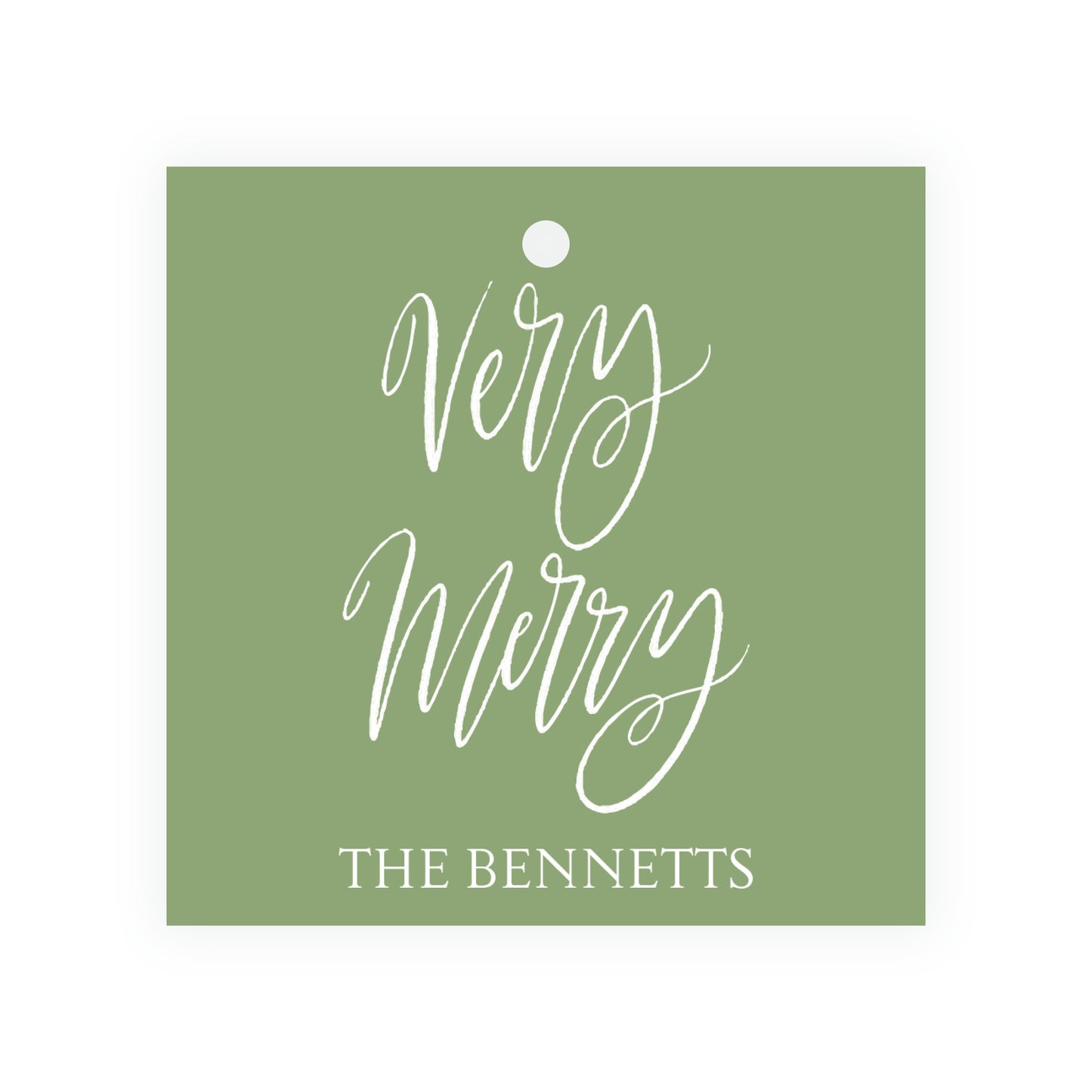 Very Merry Green Square Gift Tag