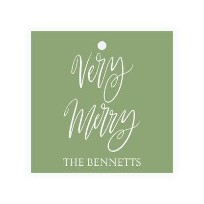 Very Merry Green Square Gift Tag