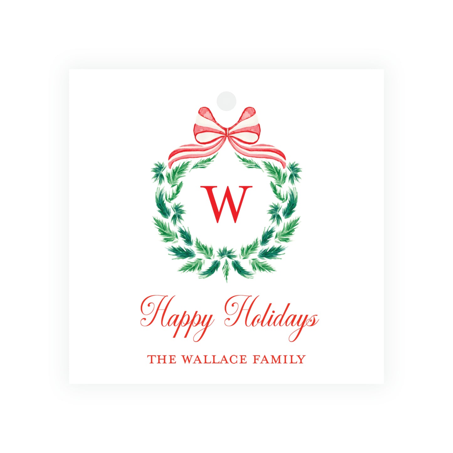 Candy Cane Wreath Square Gift Card