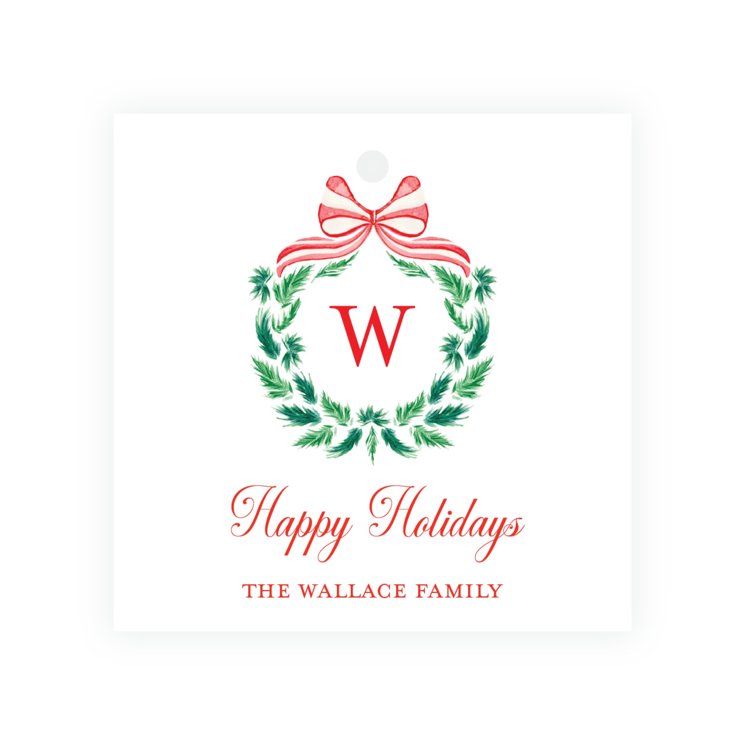 Candy Cane Wreath Square Gift Card