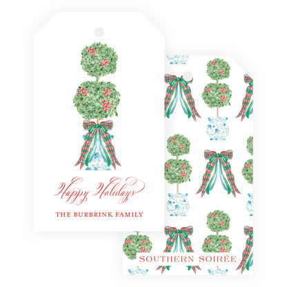 Christmas Plaid Topiary Gift Tag