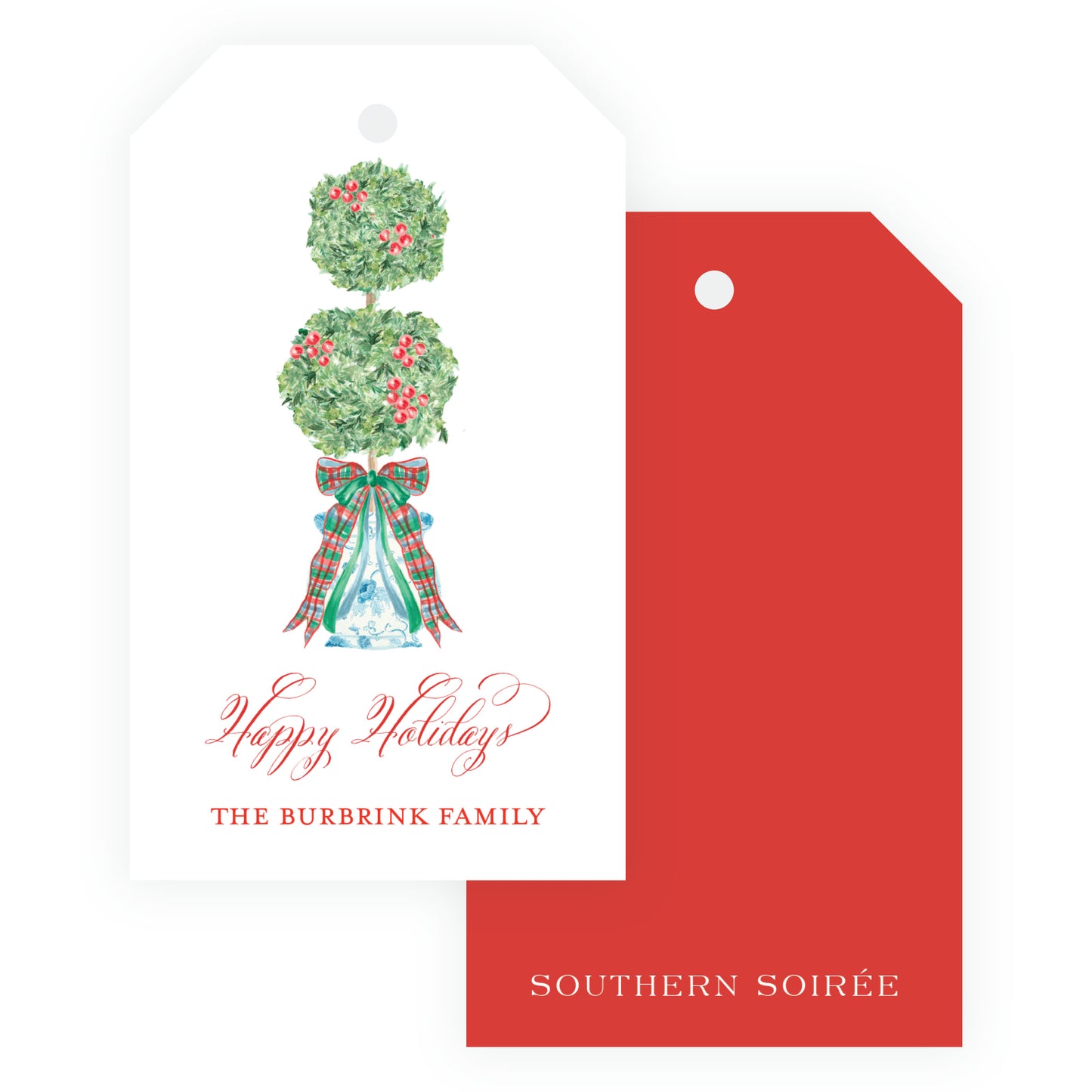 Christmas Plaid Topiary Gift Tag