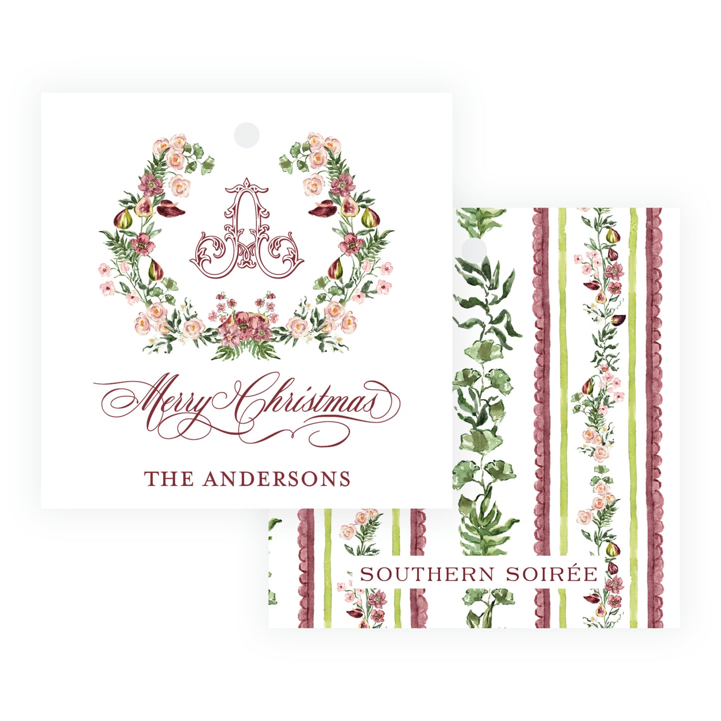 Figs & Floral Crest Square Gift Tag