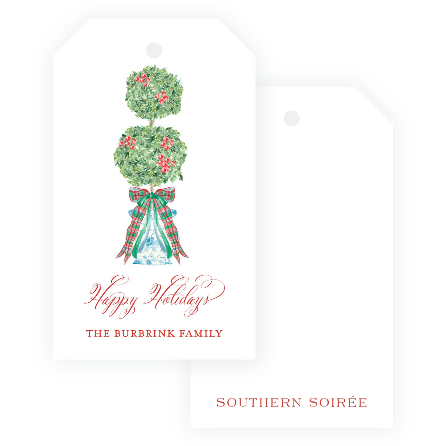 Christmas Plaid Topiary Gift Tag