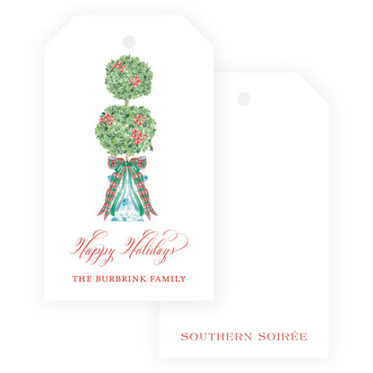 Christmas Plaid Topiary Gift Tag