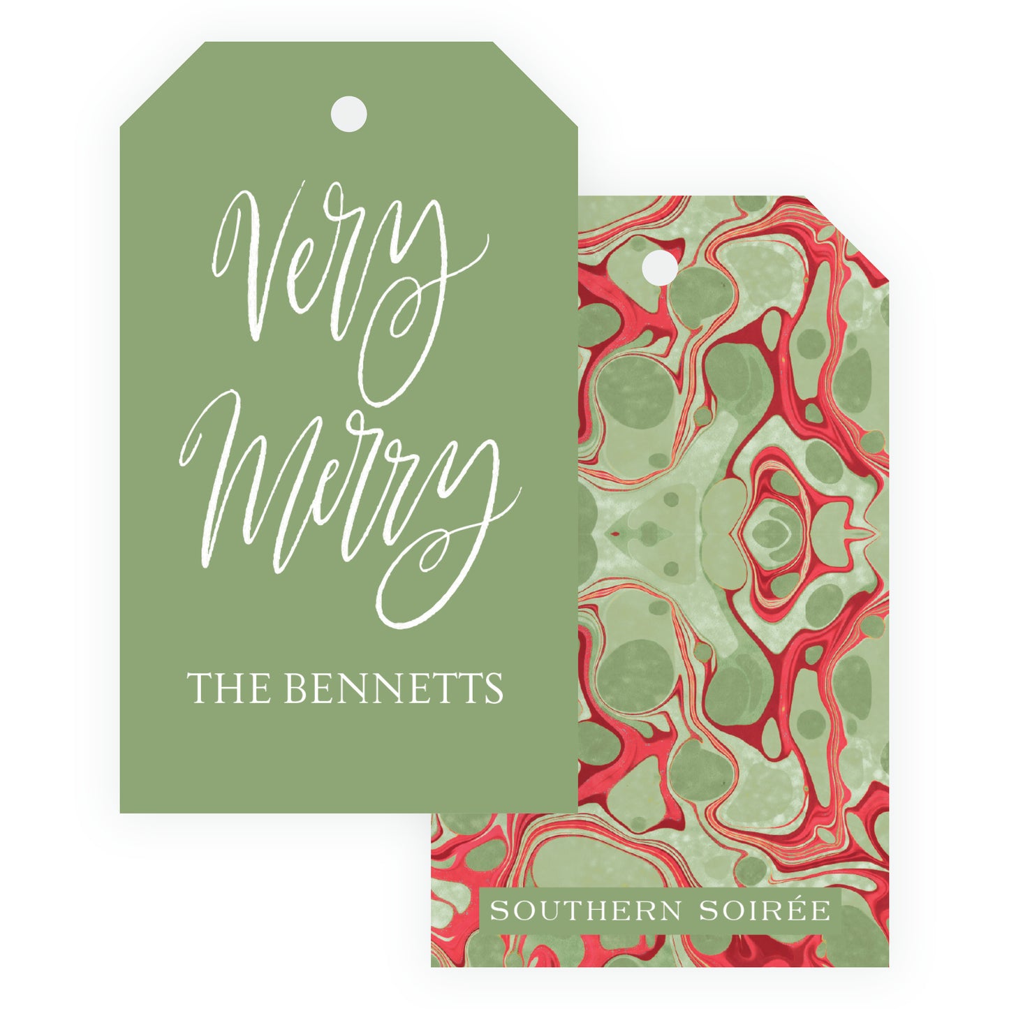 Very Merry Green Marble Tag