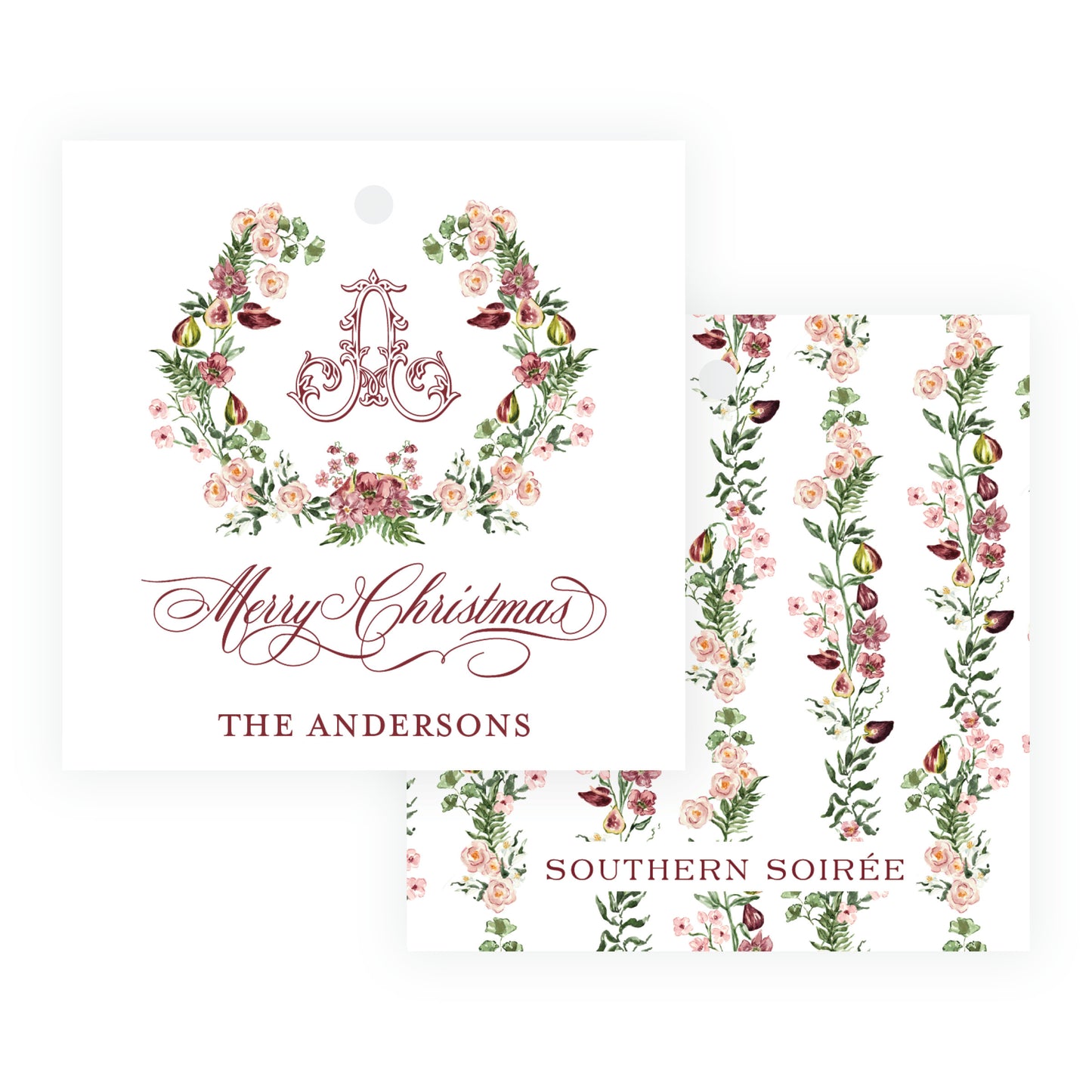 Figs & Floral Crest Square Gift Tag