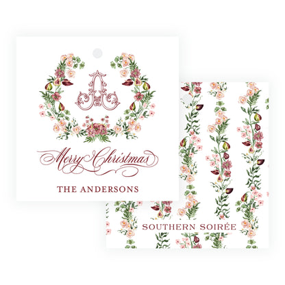 Figs & Floral Crest Square Gift Tag