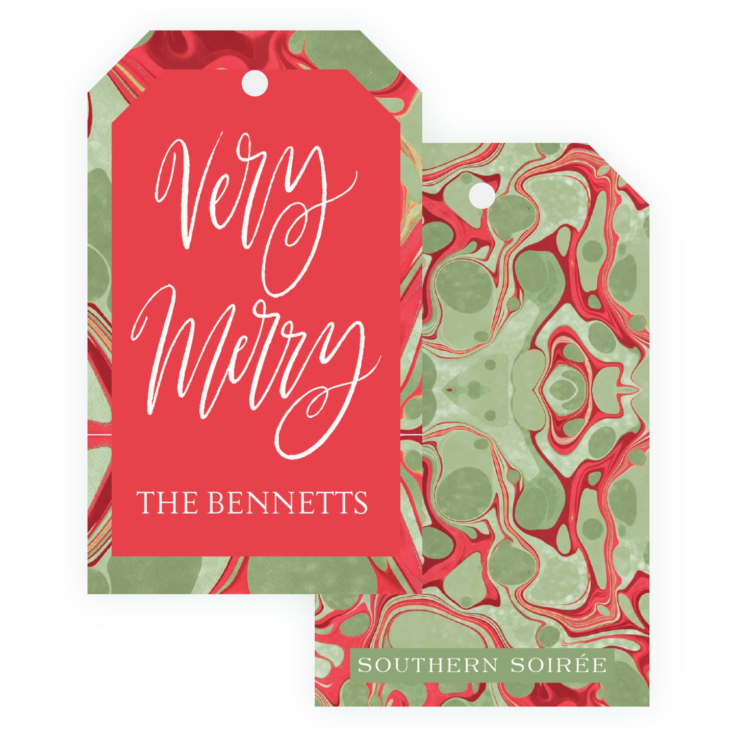 Very Merry Red Marble Gift Tag