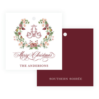 Figs & Floral Crest Square Gift Tag